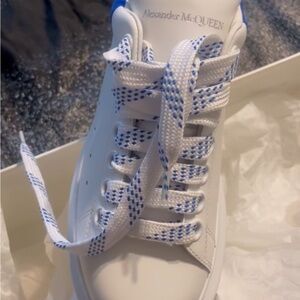 Alexander McQueen White Sneakers with Blue Details